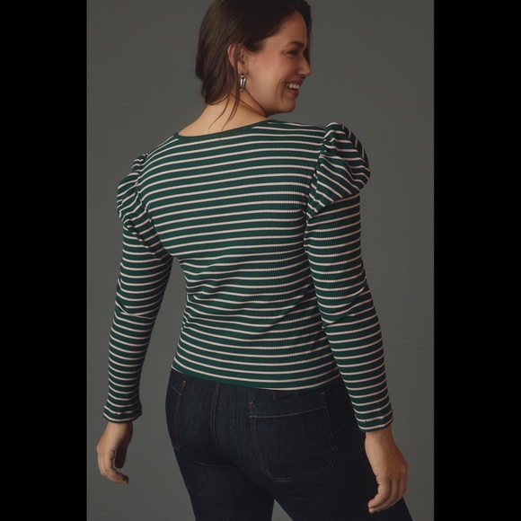 Anthropologie Porridge Puff-Sleeve Tie-Front Top - Picture 8 of 16